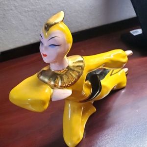 Vintage Napco Yellow Asian Dancer Statue